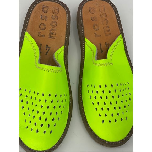 Rosa Mosa Diamond‎ Slide Sandal Mule Women 11 US 41 EU Lime Green Neon Leather - Picture 2 of 13